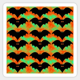 Bats And Bows Orange Green Sticker